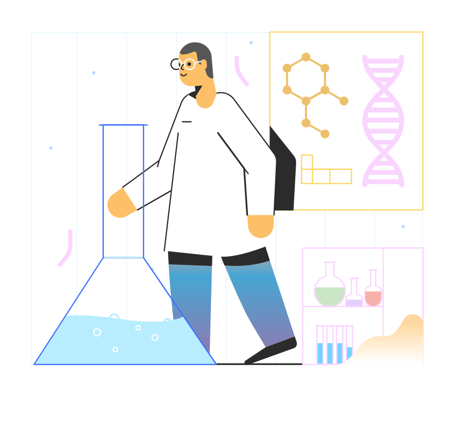 Illustration of a clinician in a laboratory