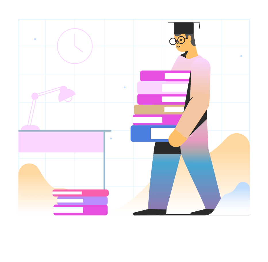Illustration of a student carrying books